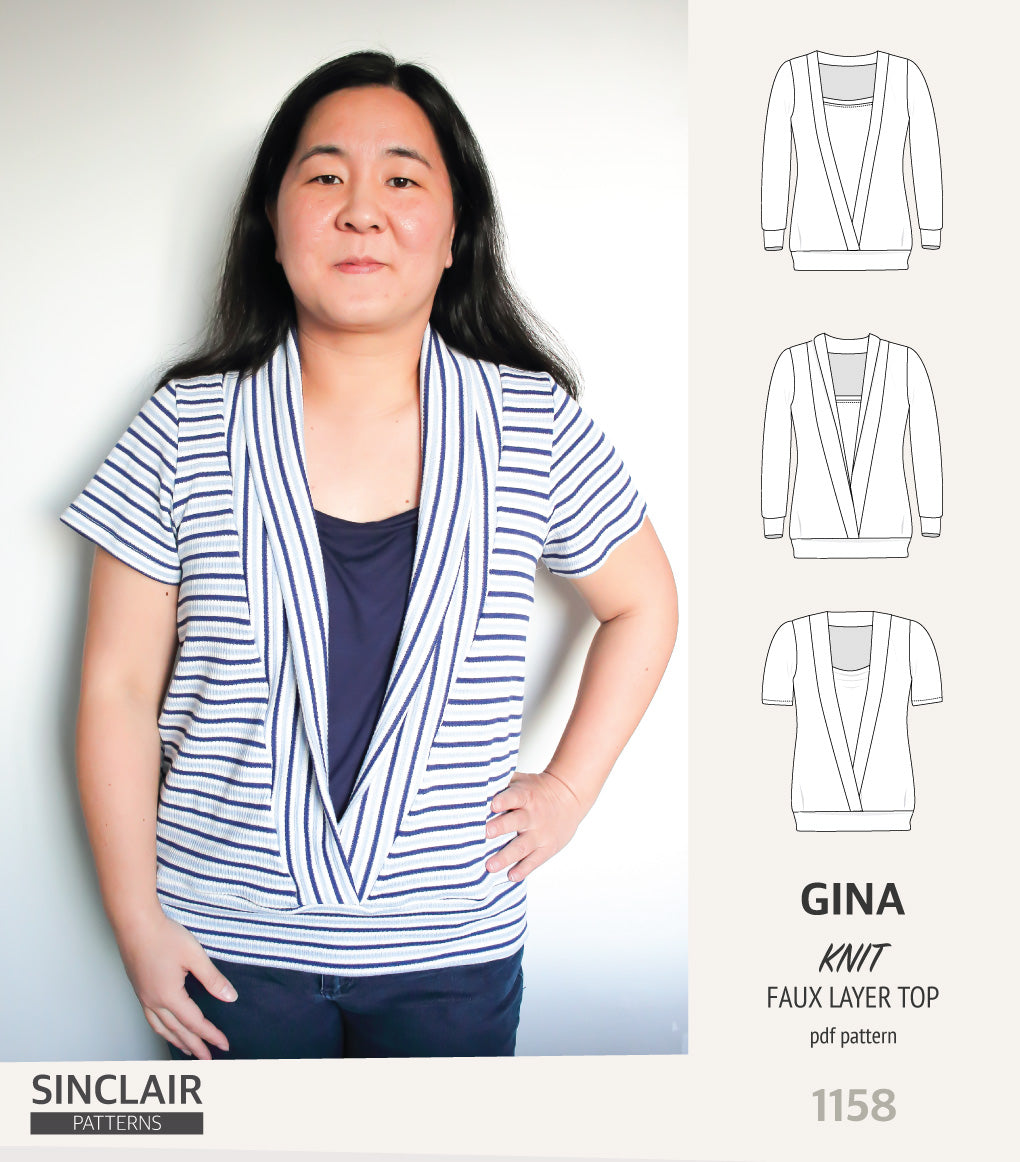 Gina crossover faux underlay knit top (PDF)