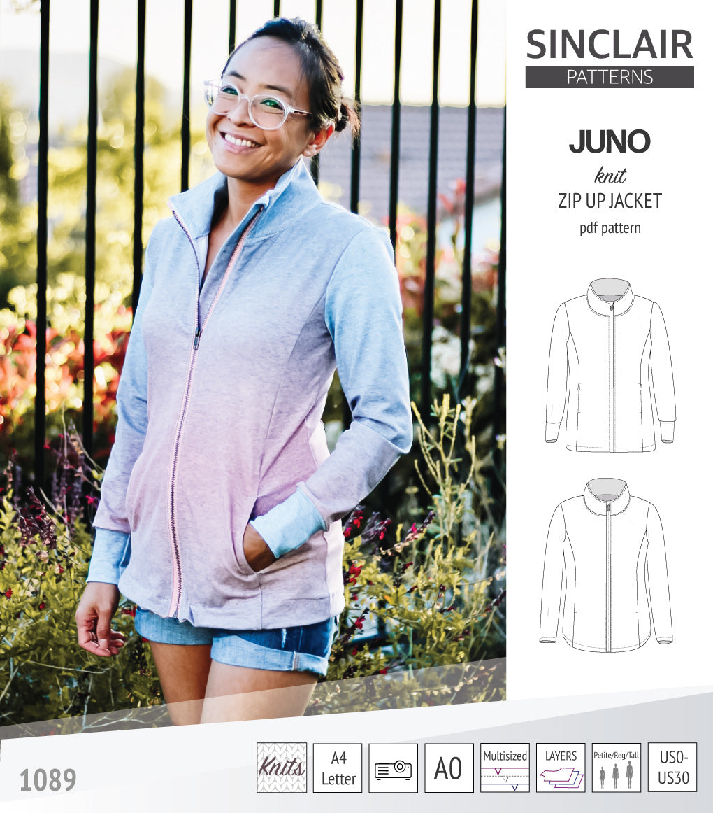Juno knit zip up fleece style jacket with pockets (PDF)