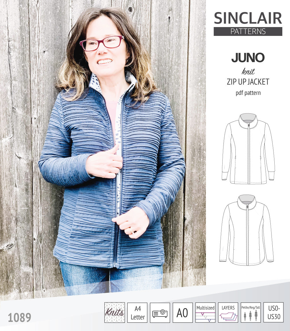 Juno knit zip up fleece style jacket with pockets (PDF)