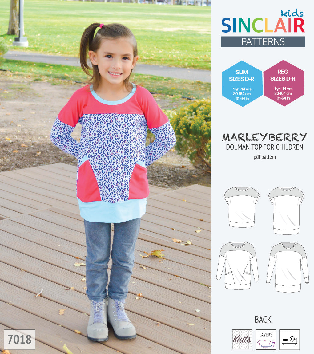 Marleyberry knit dolman top with pockets for children (PDF)