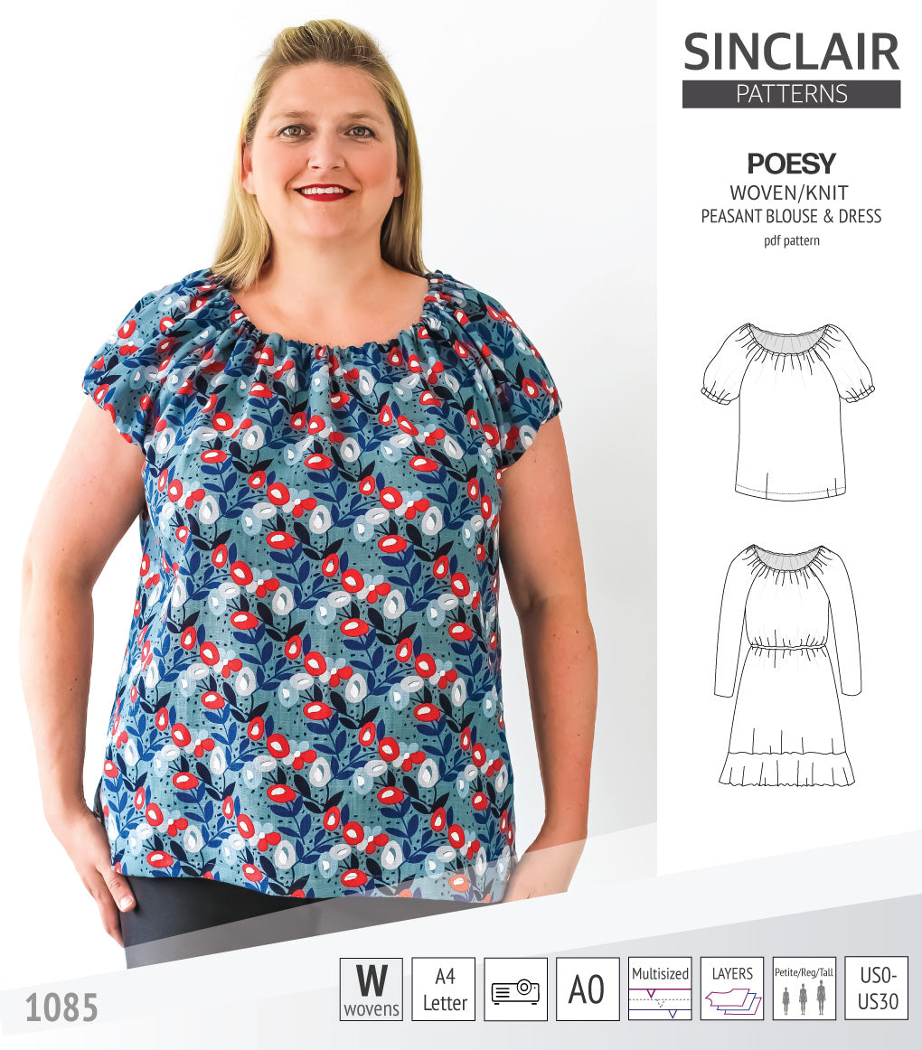 Poesy woven / knit peasant style blouse, tunic and dress (PDF)
