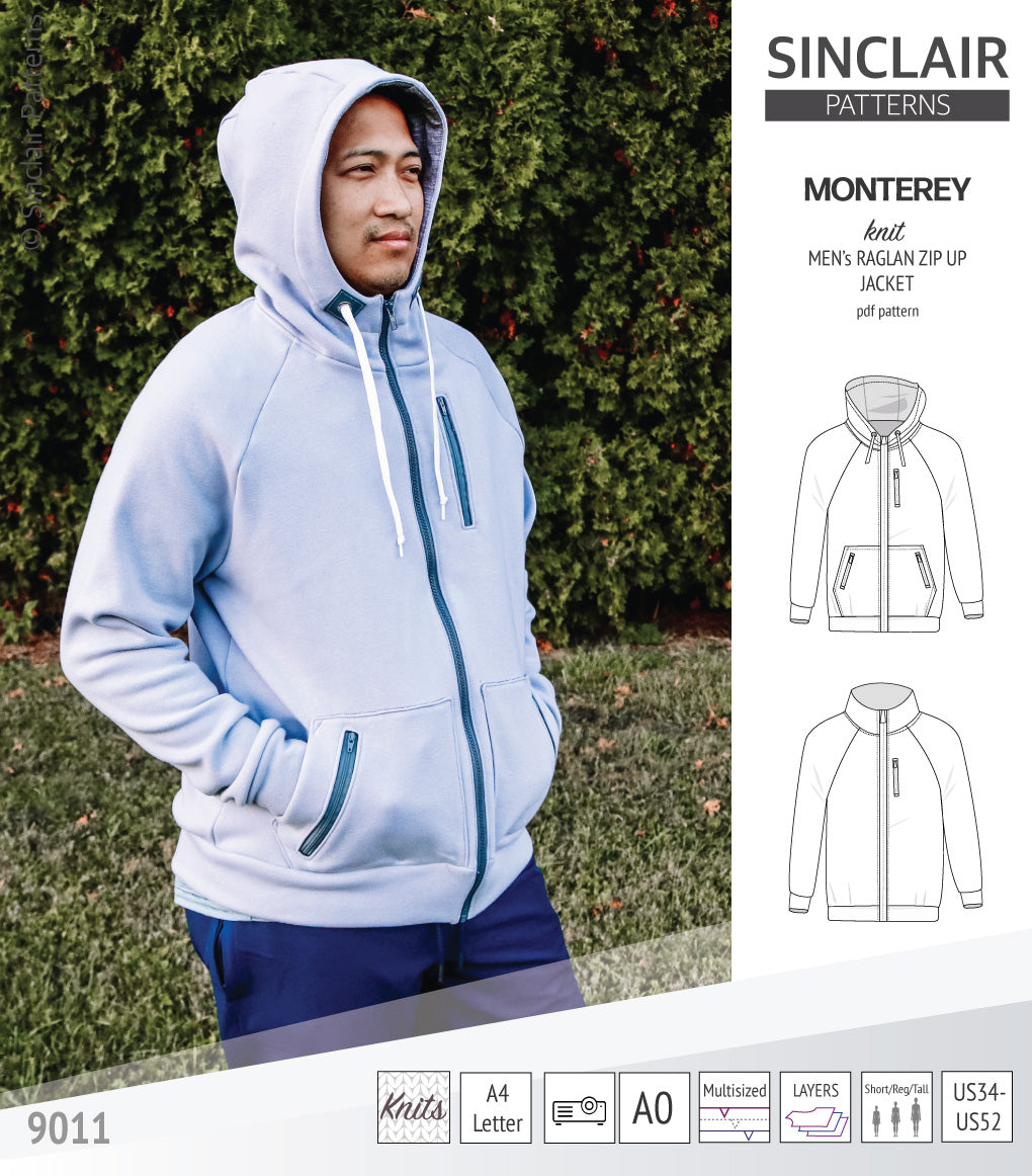 Monterey zippered knit raglan jacket for men (PDF)