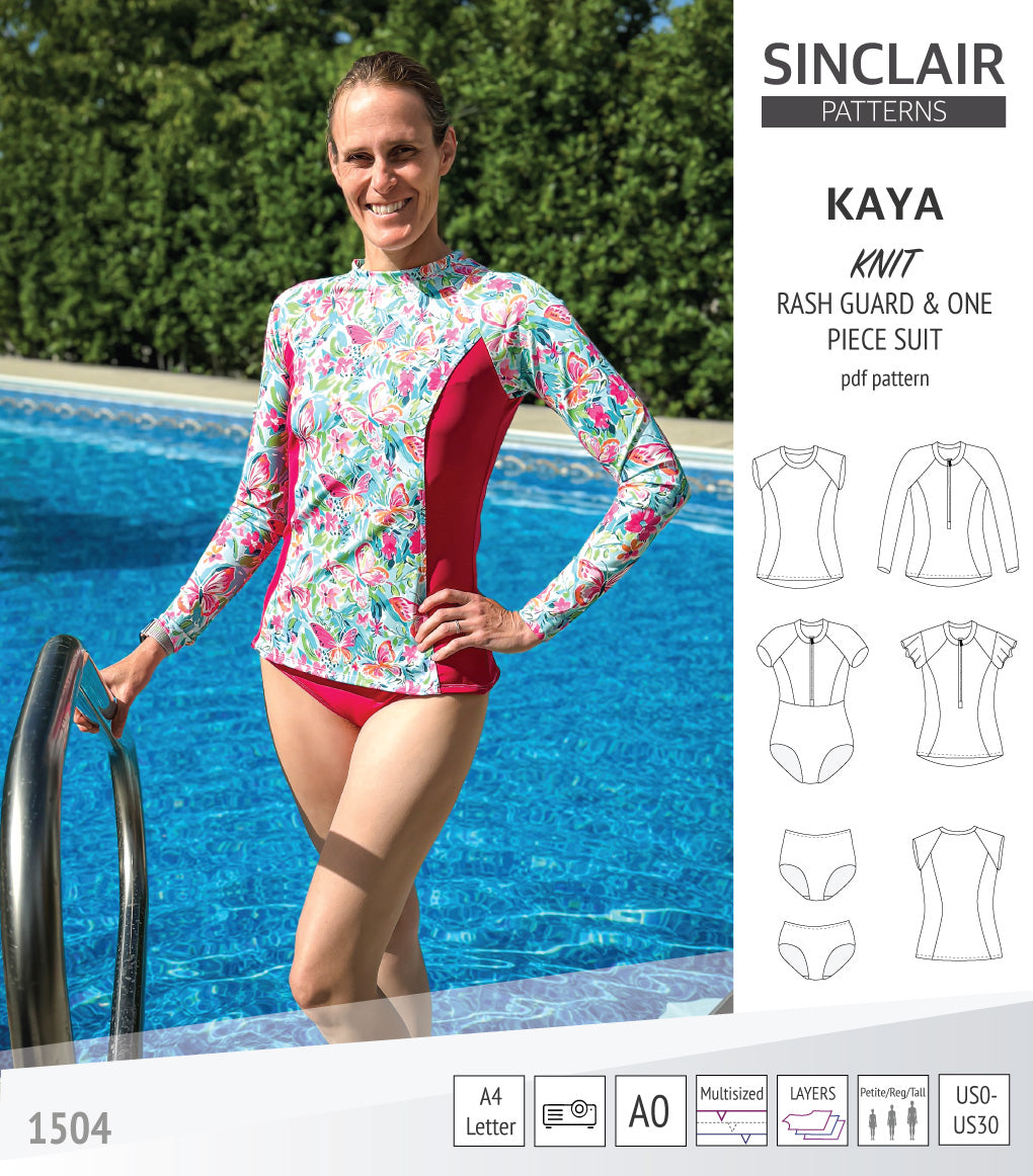 Kaya rash guard, bottoms and one piece swimming suit (PDF)