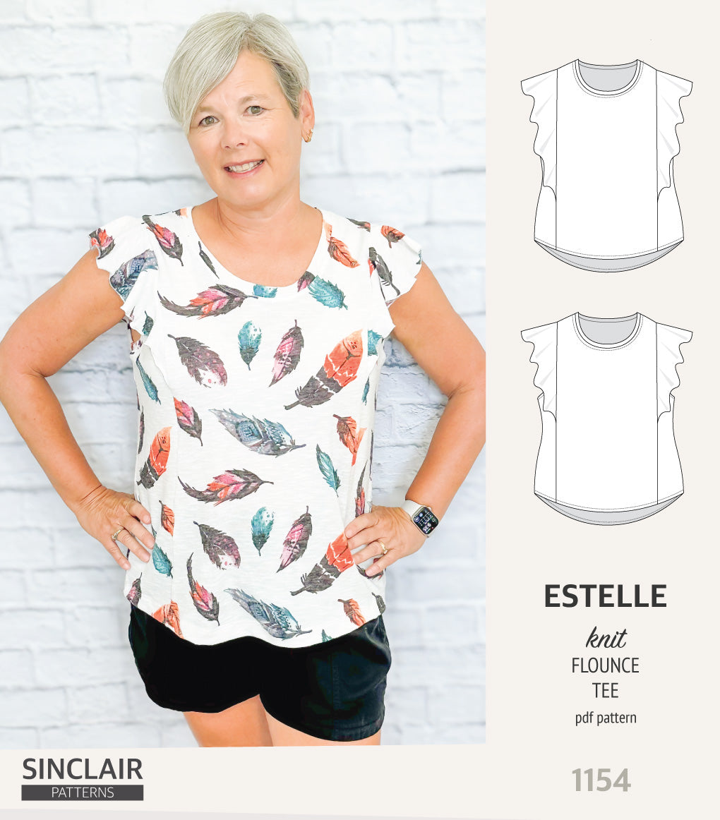 Estelle over shoulder flounce knit tee (PDF)