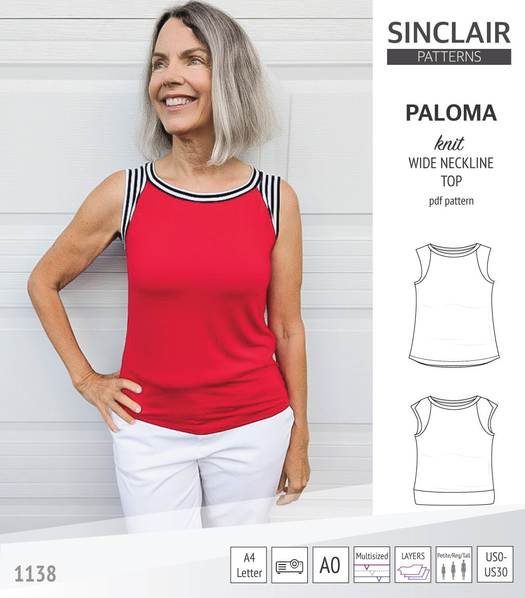 Paloma knit wide neckline tank top (PDF)