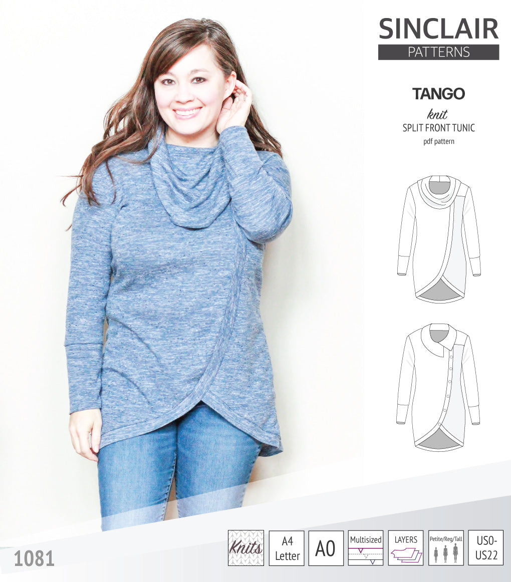 Tango split hem knit tunic for women (PDF)