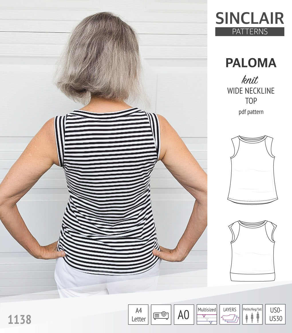 Paloma knit wide neckline tank top (PDF)