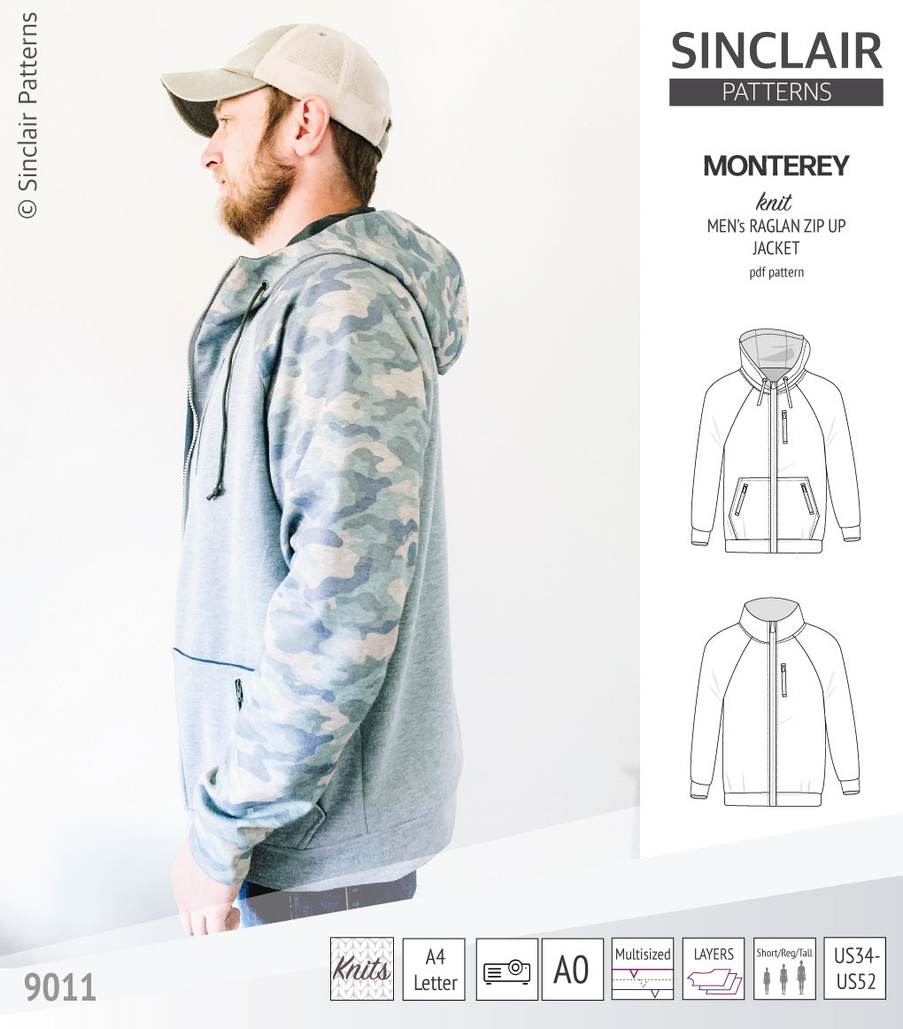 Monterey zippered knit raglan jacket for men (PDF)