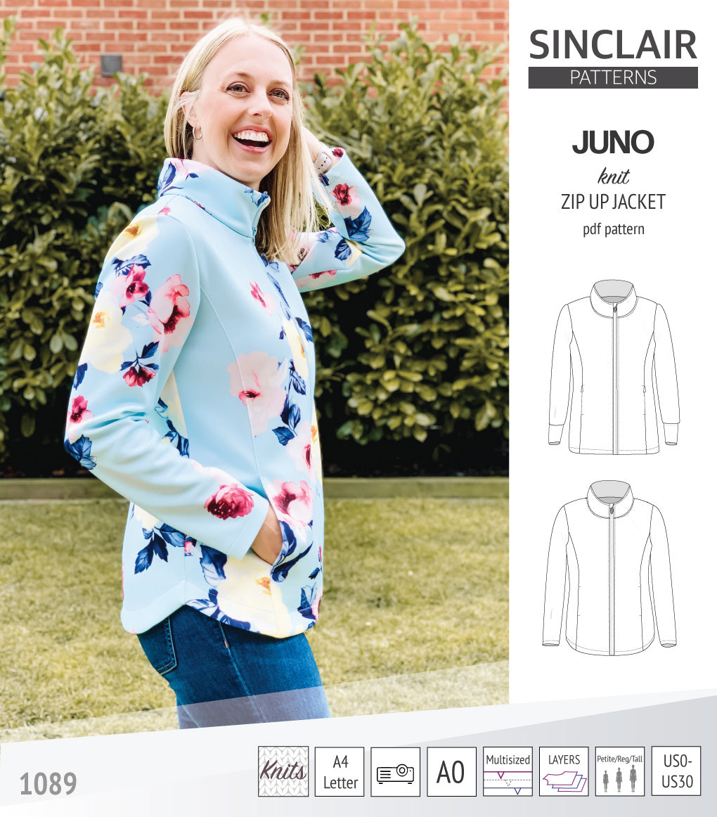 Juno knit zip up fleece style jacket with pockets (PDF)