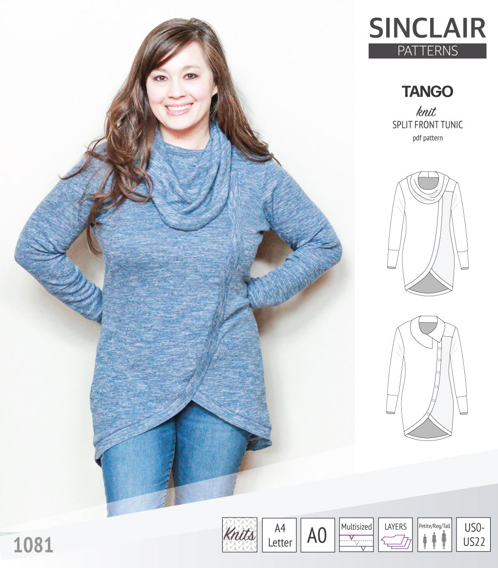 Tango split hem knit tunic for women (PDF)