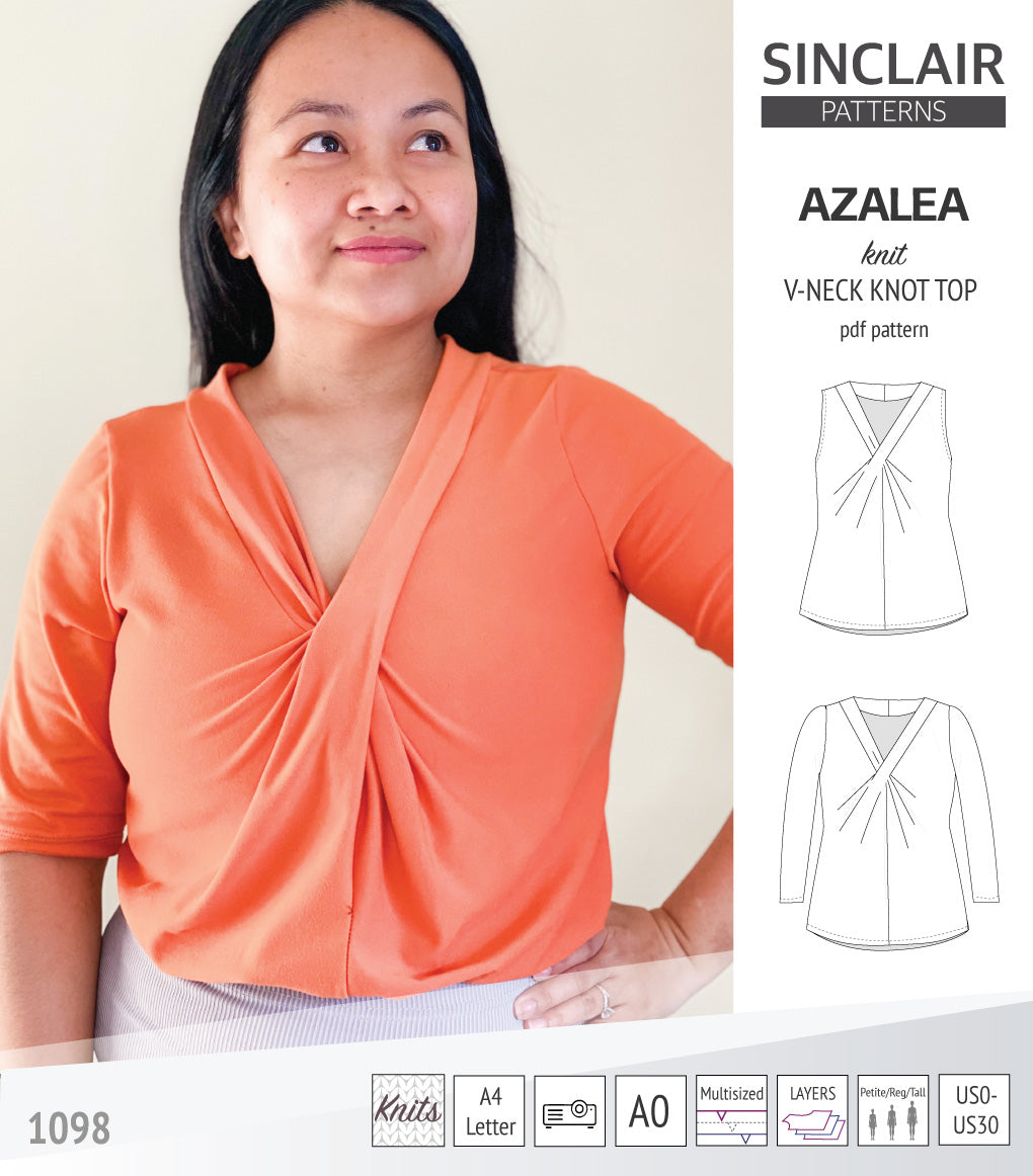 Azalea v-neck knot top for knit fabrics (PDF)