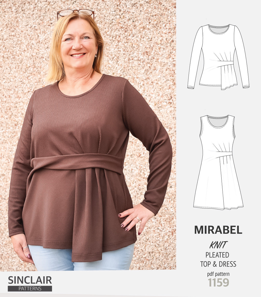 Mirabel side pleated knit top and dress (PDF)