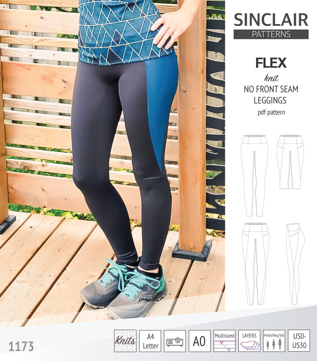 Flex no front seam leggings with colorblocking (PDF)