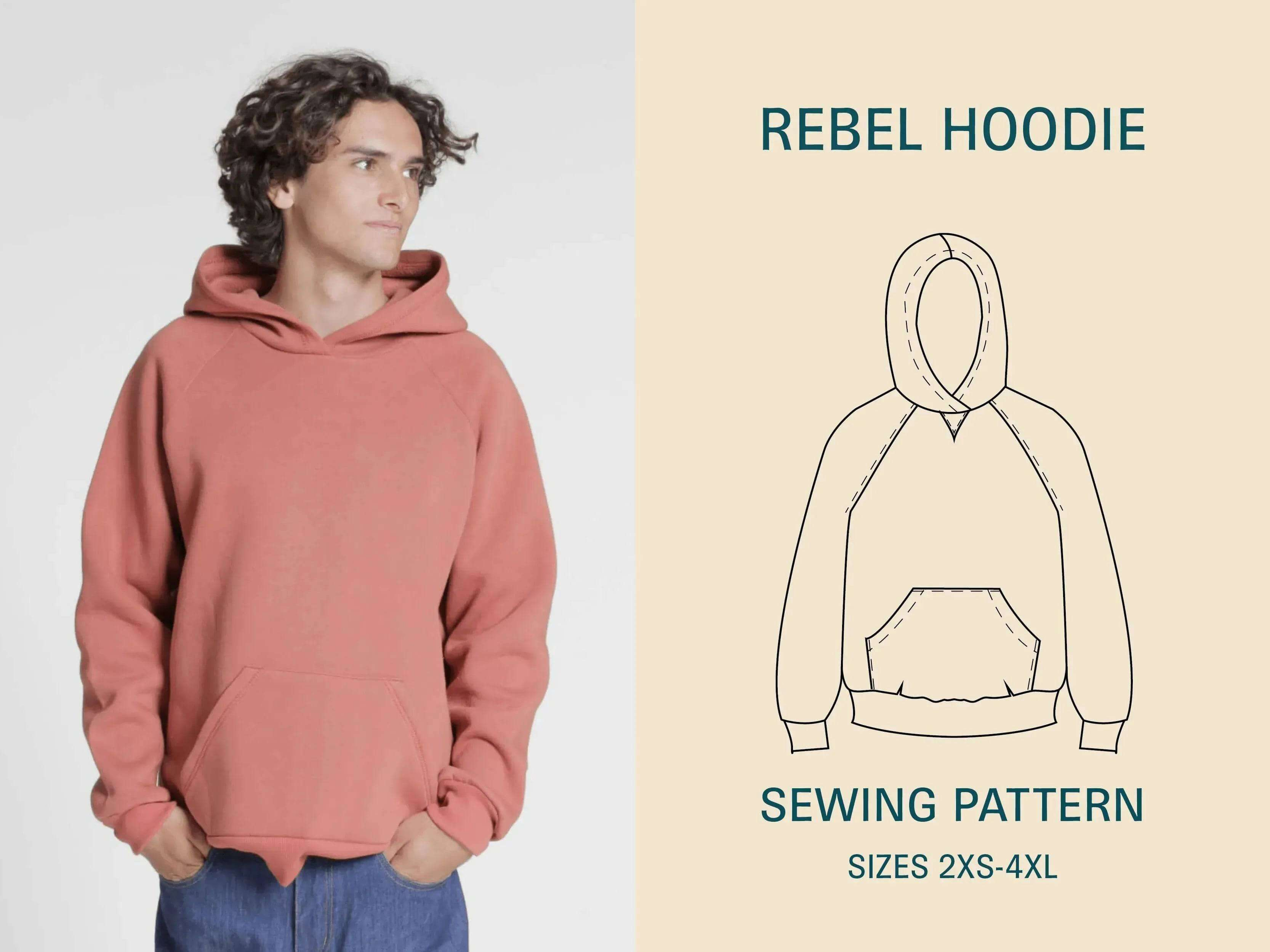 Hoodie Sewing Pattern- Sizes 2XS-4XL