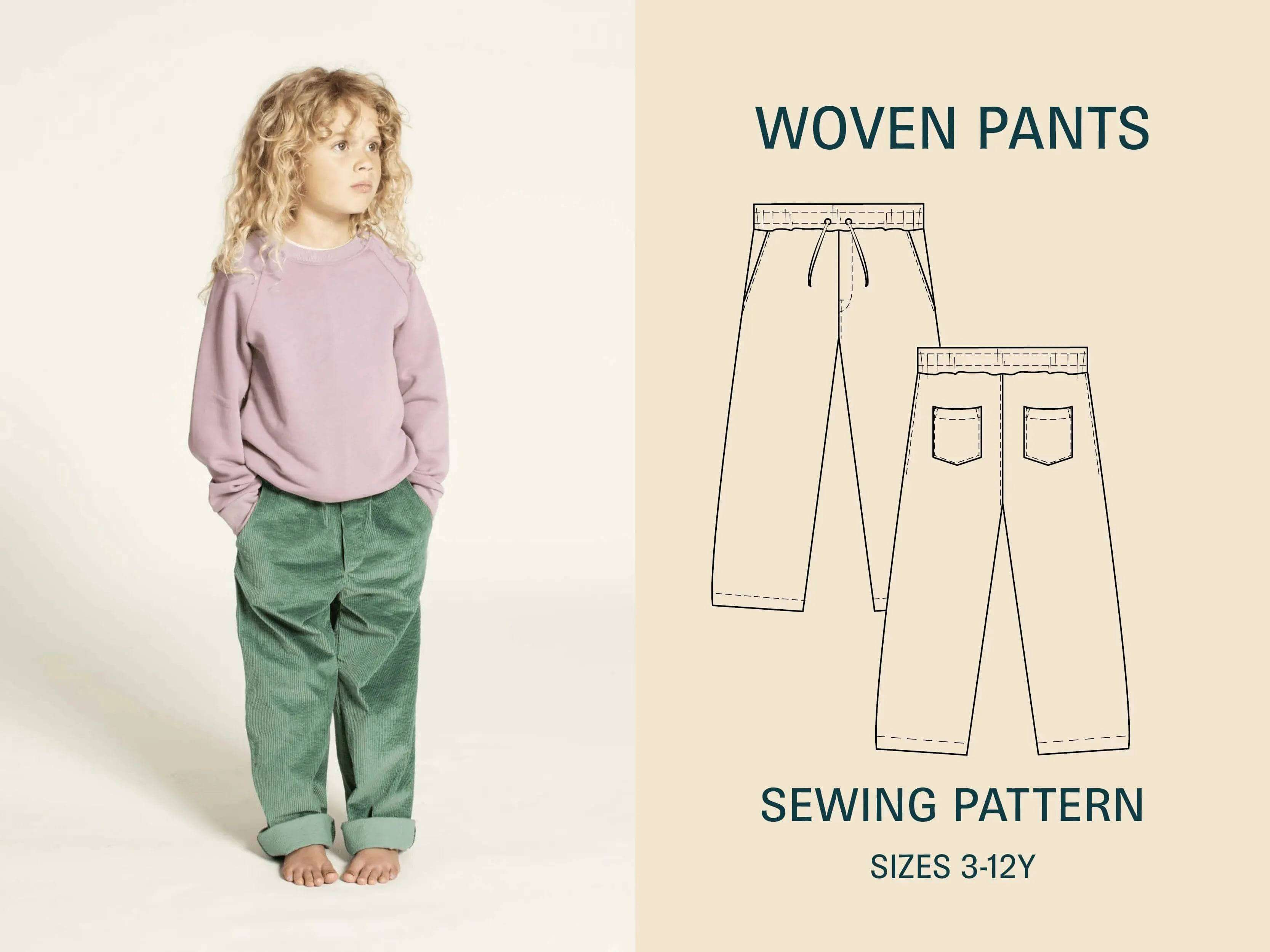 Pants sewing pattern for kids