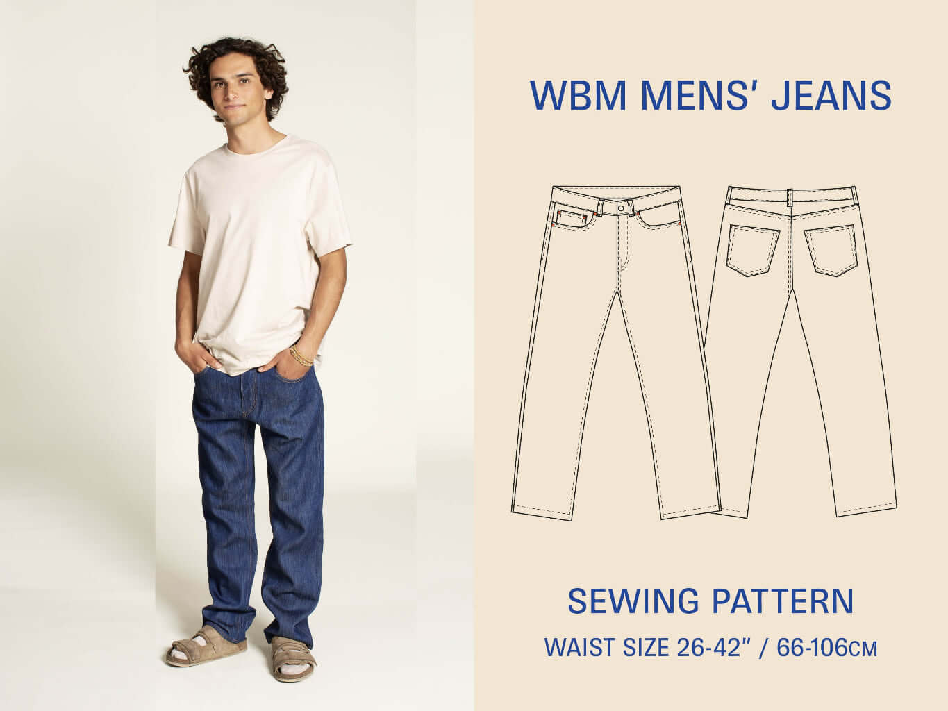 Jeans Sewing Pattern-Men's sizes 26-42