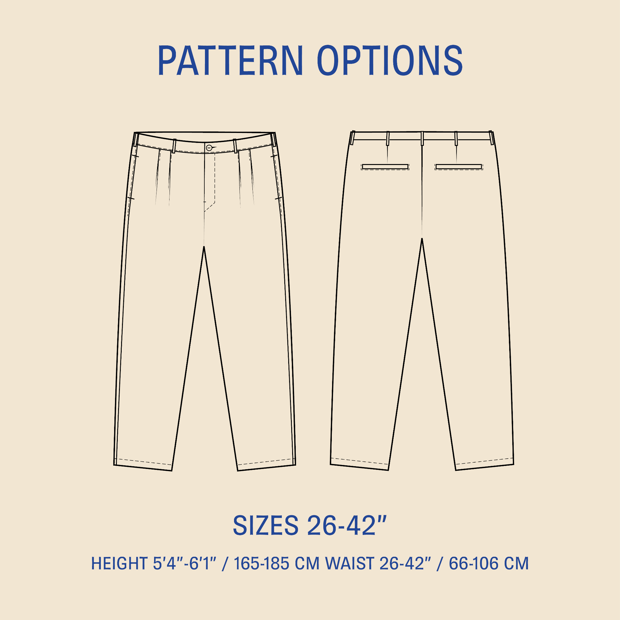 Men's Pleated pants sewing pattern