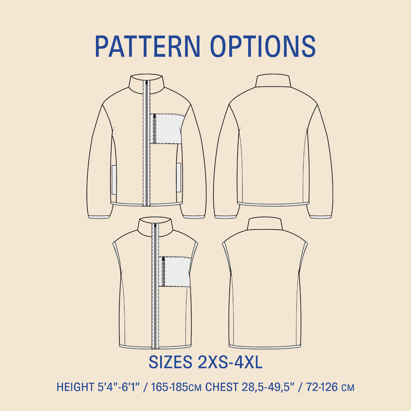 Cozy Fleece Jacket sewing pattern - Men's sizes