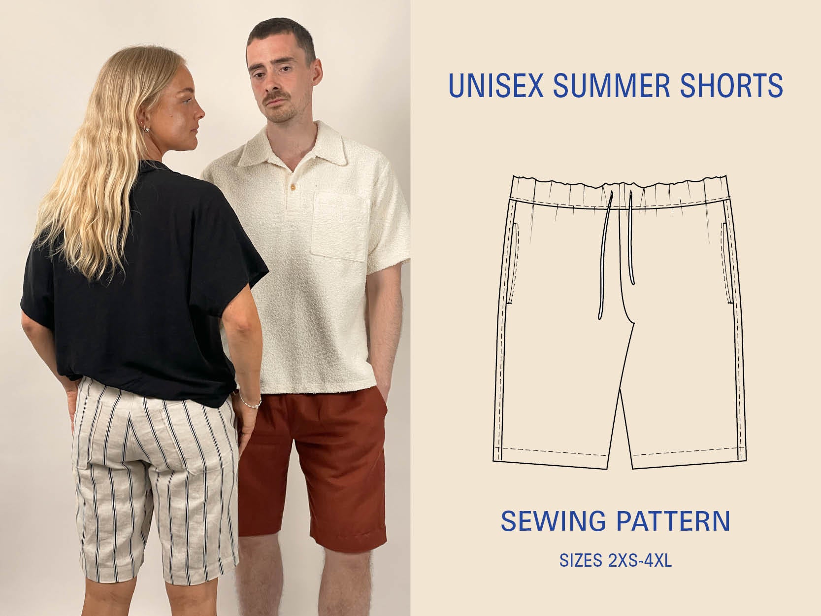 Summer Shorts sewing pattern A Unisex Pattern