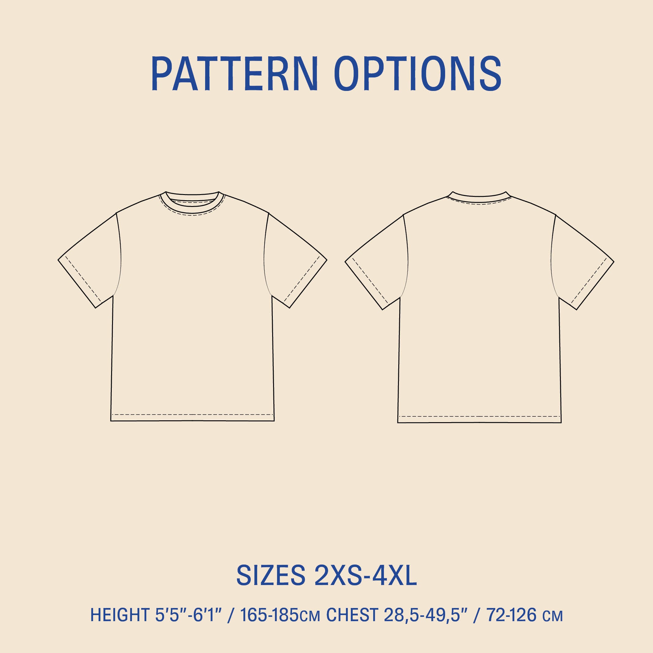 Big T-shirt sewing pattern sizes 2XS-4XL