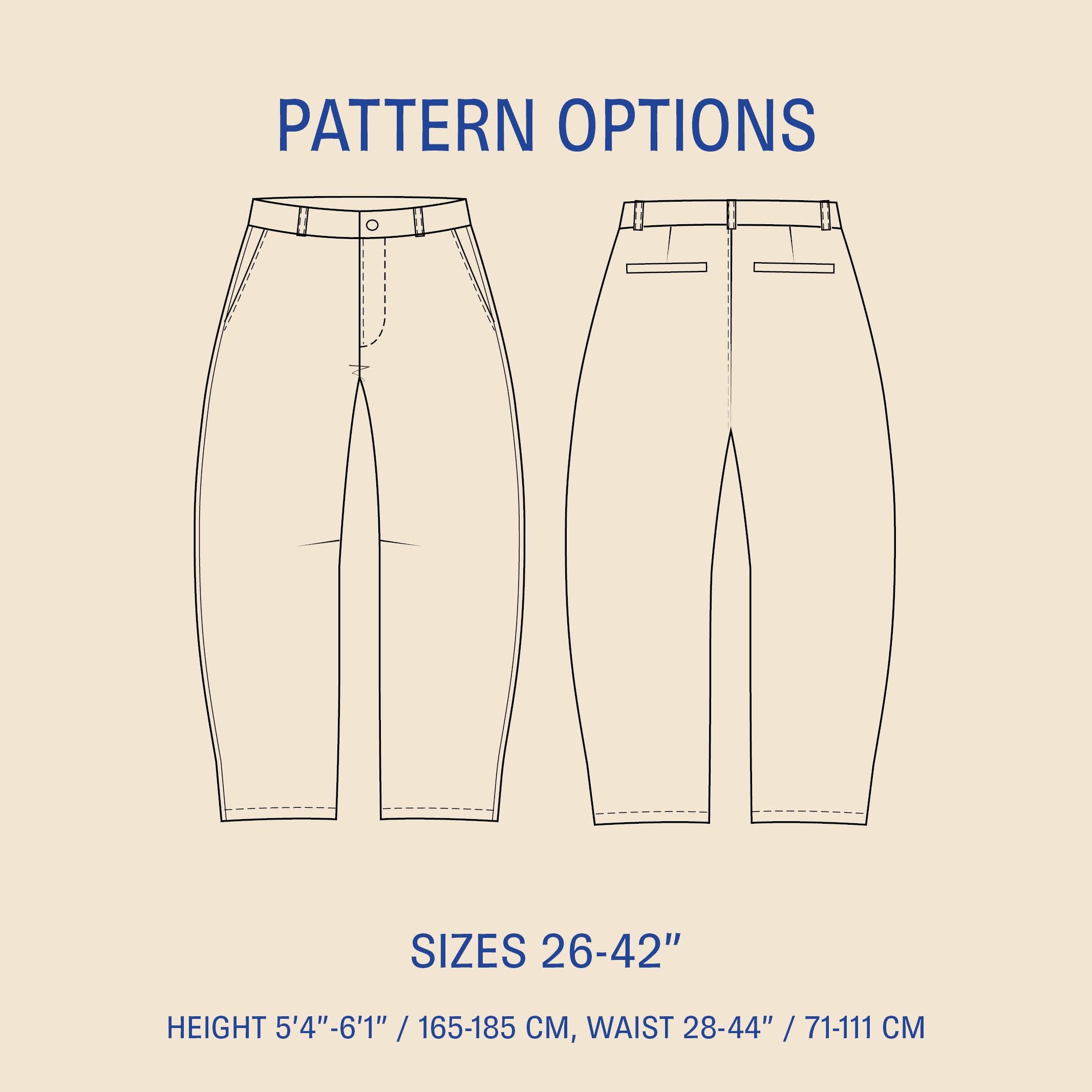 Barrel Chino pants sewing pattern