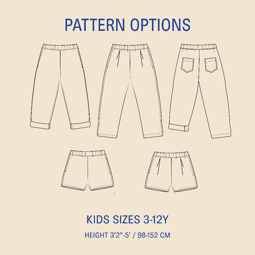Kids' Volume Pants sewing pattern - Kids sizes 3-12Y