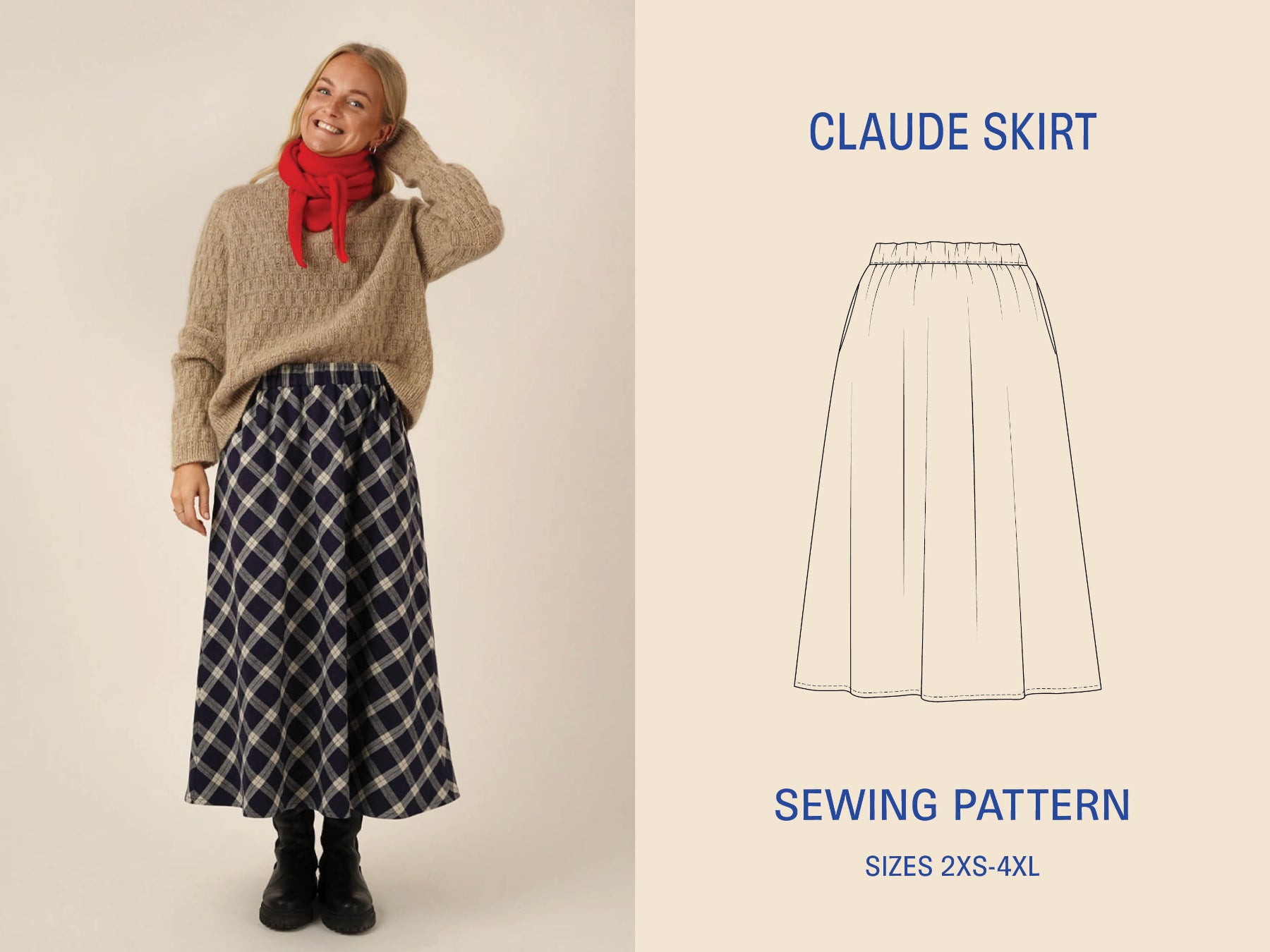Claude Skirt Sewing Pattern - Womens sizes