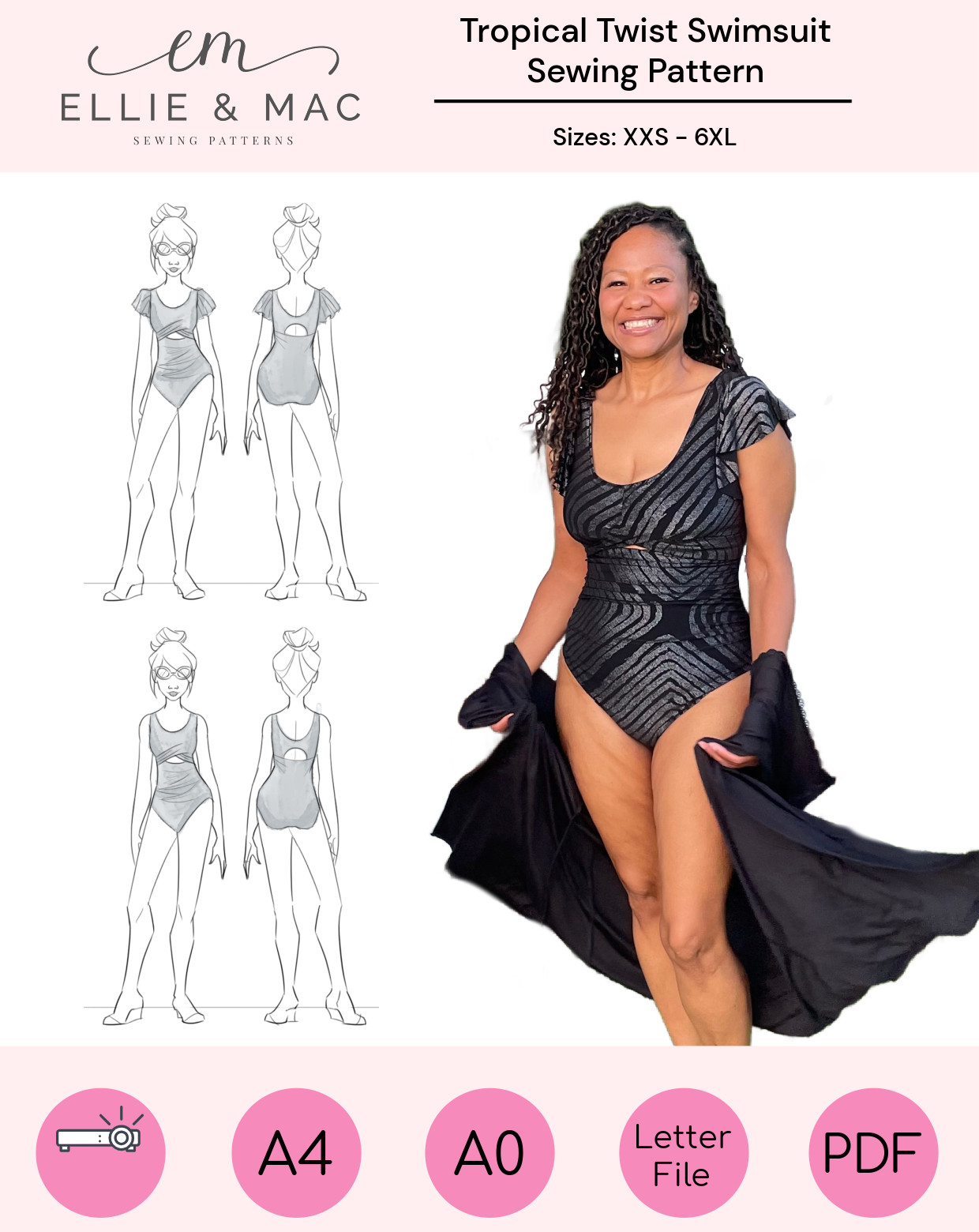 Tropical Twist Cutout Swimsuit Sewing Pattern